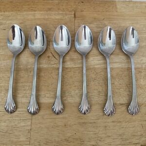 Gorham GRANDE QUINTETTE Stainless 18/8 Glossy Fan Tip Flatware Teaspoons X 6